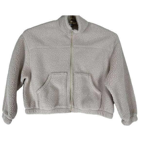 Old Navy Teddy Fuzzy Fleece Jacket Women Small Pink Sherpa Full Zip Mock Neck - Picture 1 of 6